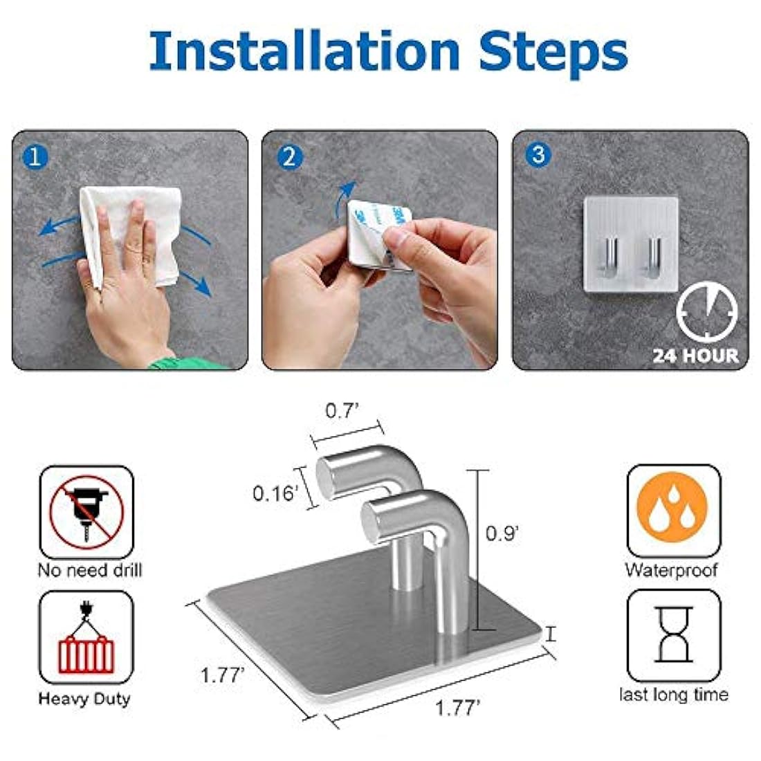 ganchos de pared de acero inoxidable Jutoe
