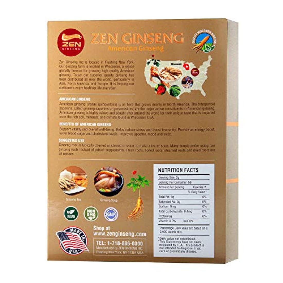 8 cajas de American Wisconsin Ginseng Slice 4oz