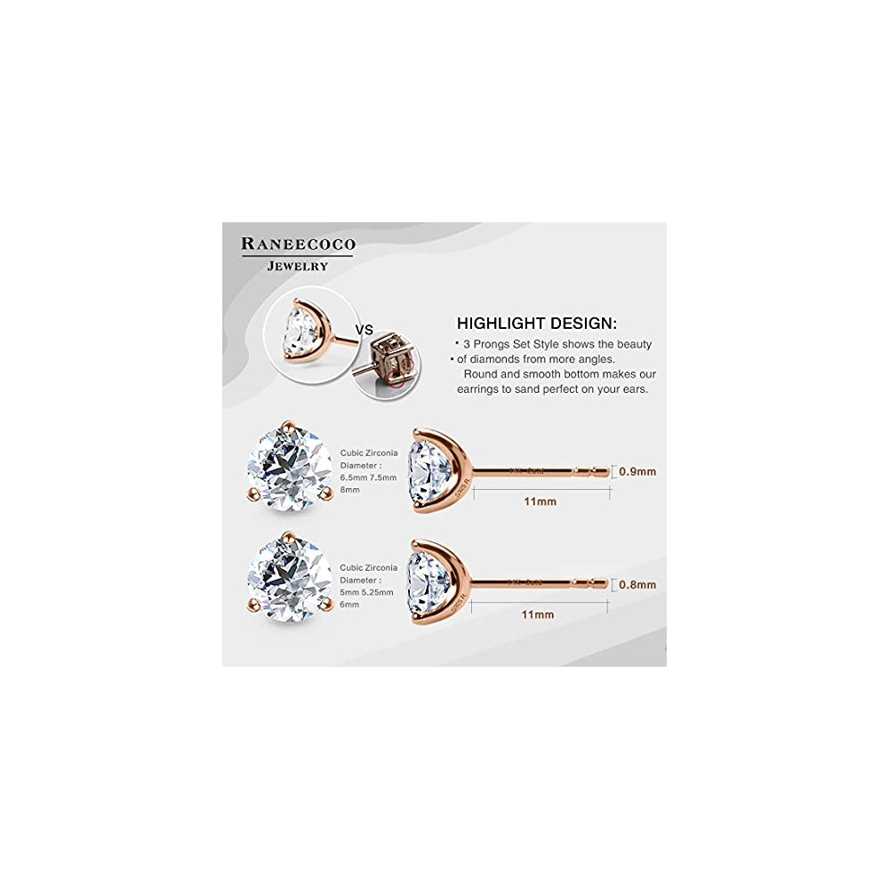 Aretes de poste con circonita cúbica chapado en oro