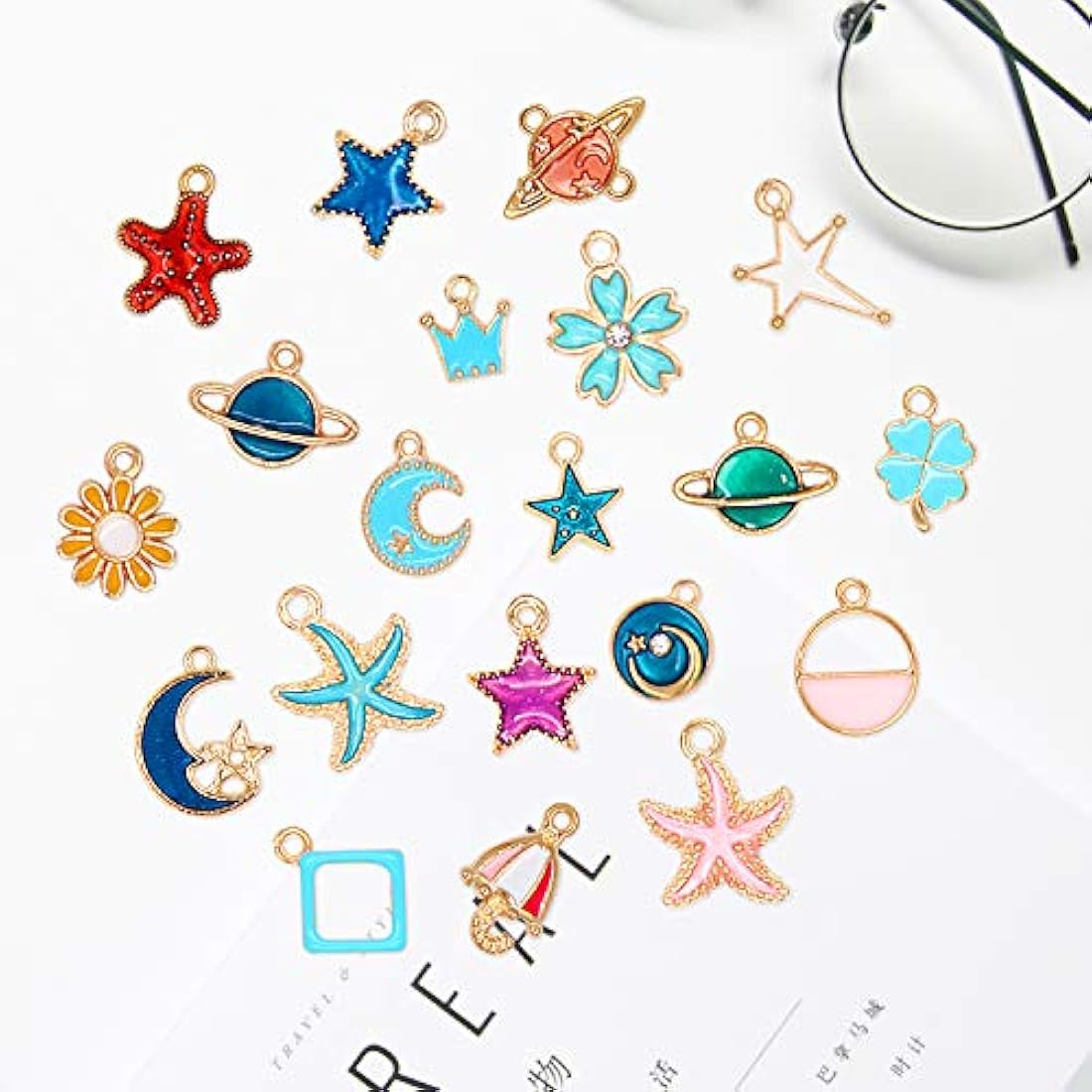 Dijes y Medallas abalorios de esmalte chapado en oro