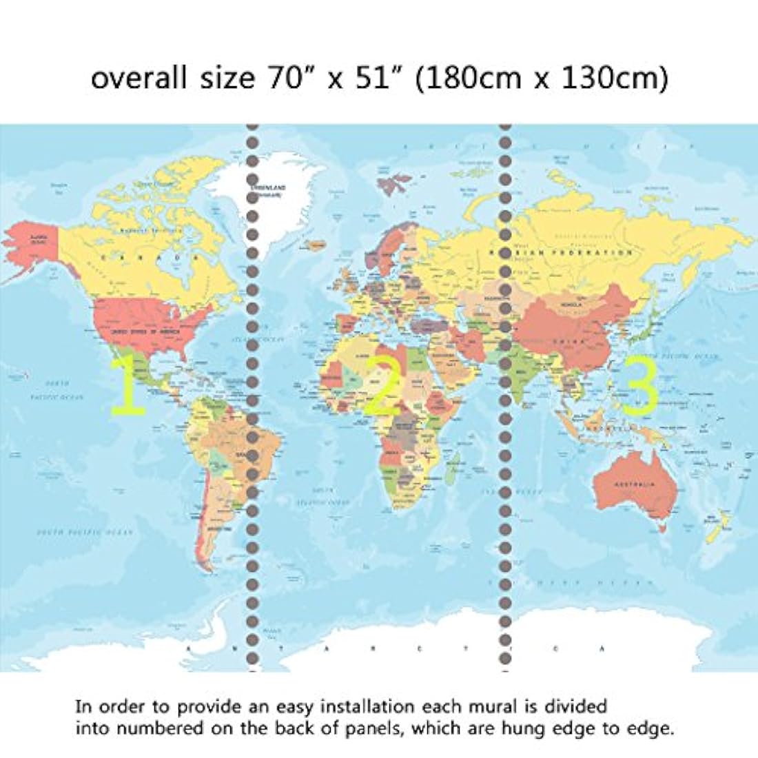 Mural de pared, diseño de mapa del mundo, para decoración del hogar