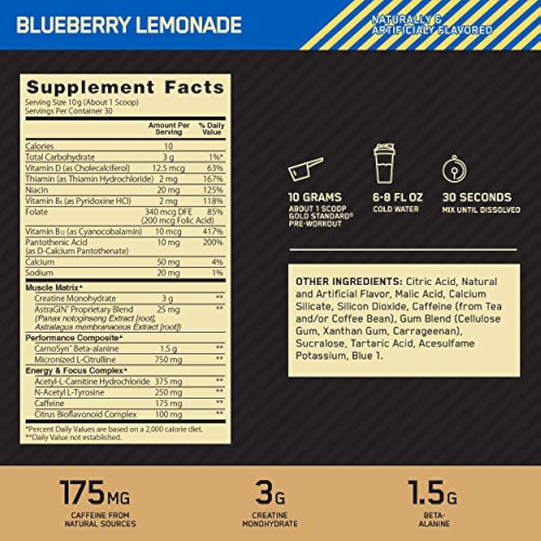 Suplemento Dorado Estándar para antes del entrenamiento