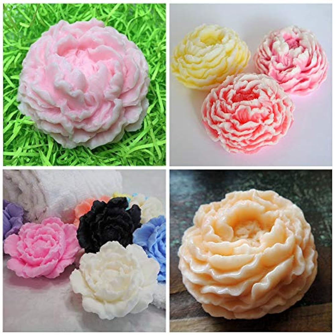 Moldes de silicona para jabón, diseño de peonías, 2 uds