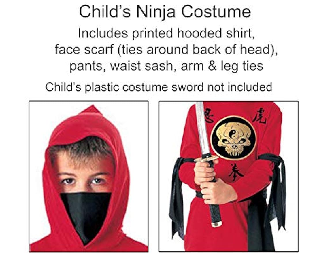 Disfraz de ninja rojo para niños Talla S