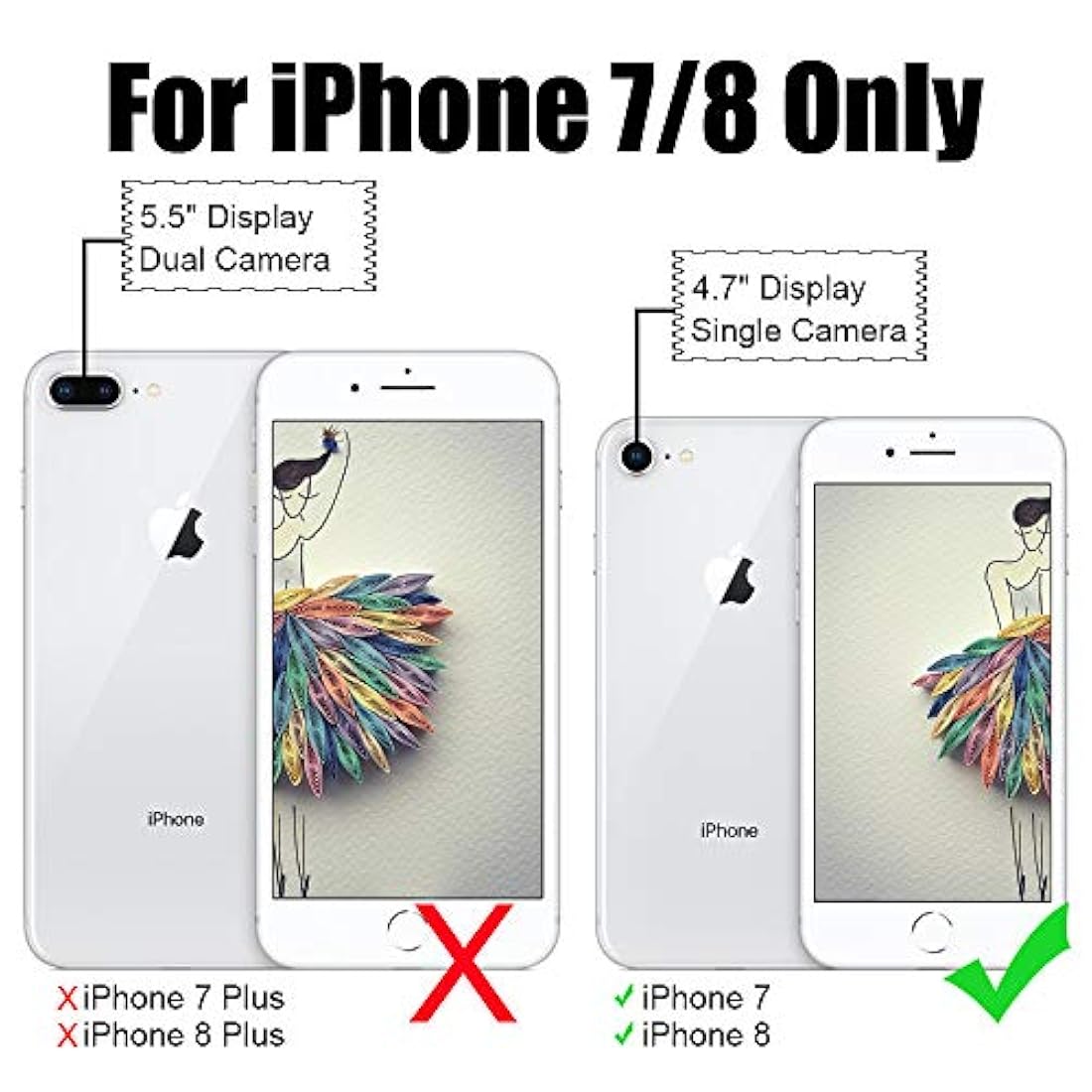 TOOVRE- Funda tipo cartera para iPhone 7/8, TPU con atril