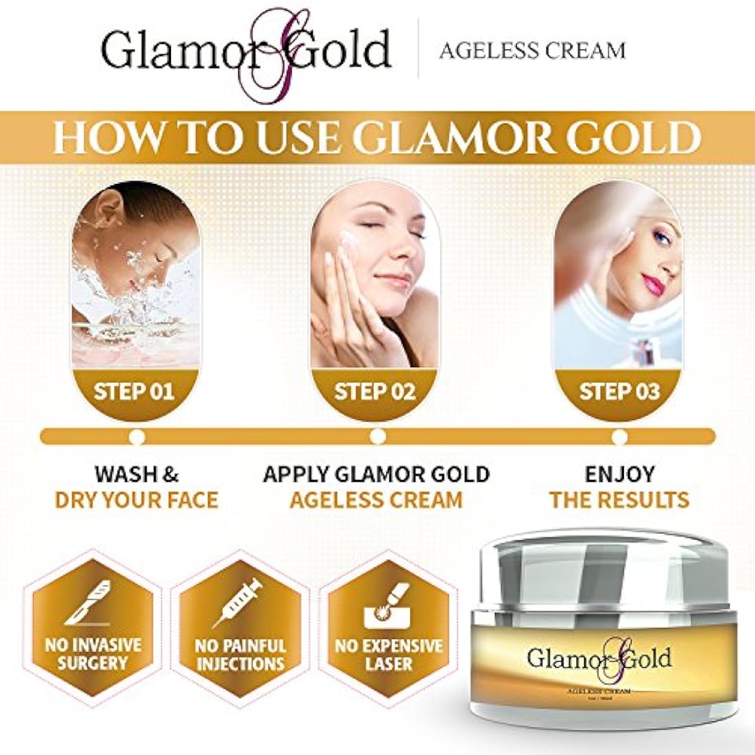 Crema antiarrugas de Glamour Gold, cuidado de la piel
