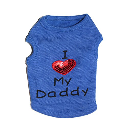Ropa perro Camiseta para perro con texto “I Love My Mom/Mommy Dad/Daddy”, lindo chaleco con corazón para perros pequeños o cachorros