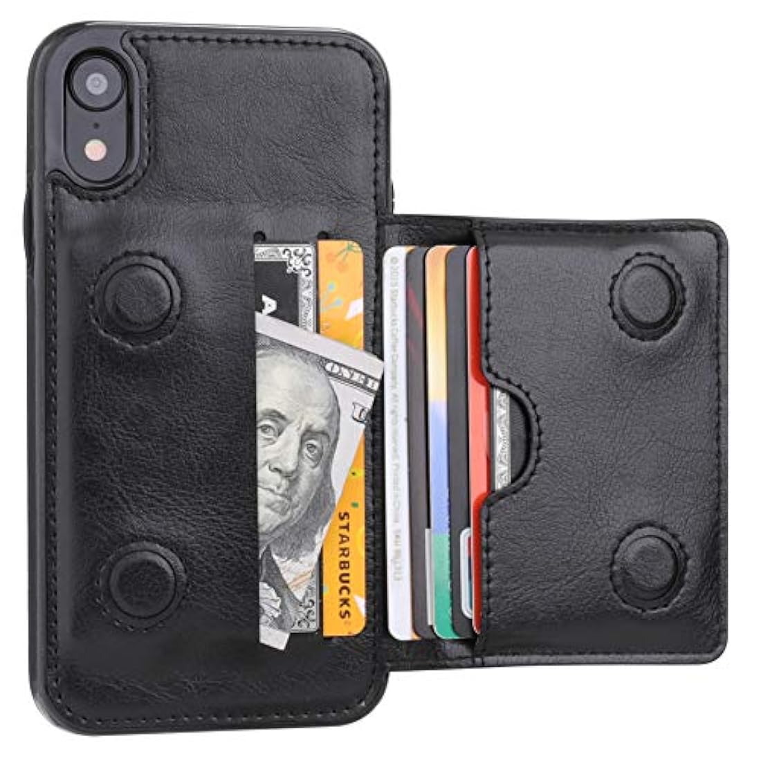 Funda tipo cartera para iPhone XR tarjetero, función atril,