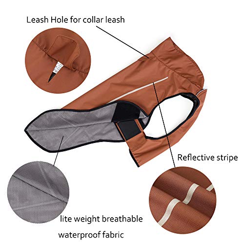 Mile High Life Chubasquero para perro, ropa ajustable a prueba de agua, chaqueta impermeable ligera con tira reflectante, cierre fácil