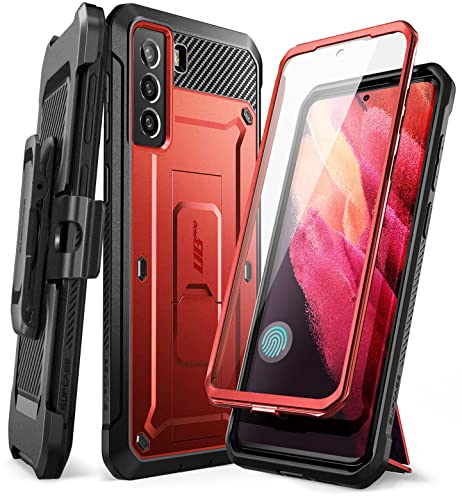 SUPCASE Unicorn Beetle Pro Series - Funda diseñada para Samsung Galaxy S21 FE (versión 2022), funda resistente de doble capa y funda de soporte con protector de pantalla integrado (rojizo)