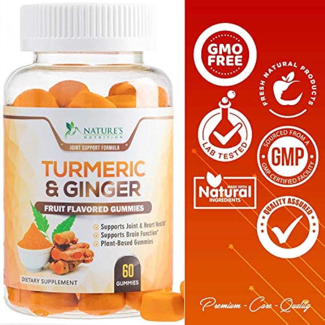 Natures Nutrition - Gomitas de cúrcuma con jengibre