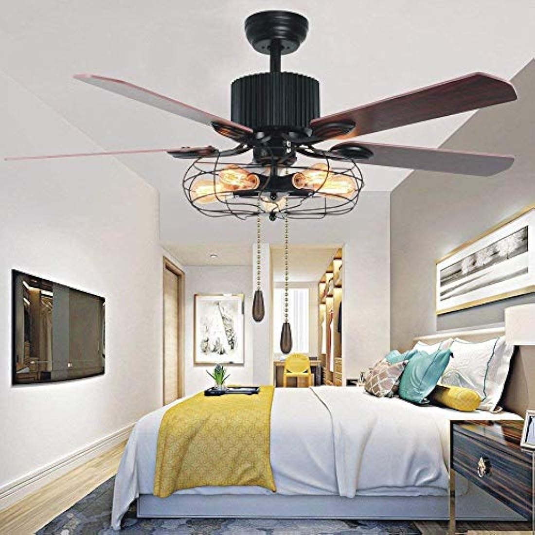 Cadena para ventilador de techo, de madera de nogal