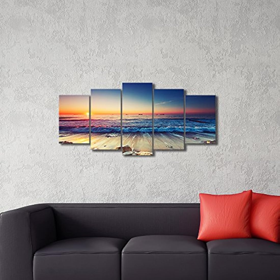 Pyradecor paisaje de mar moderno en 5 paneles HD,