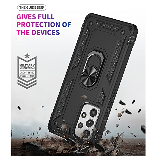 Yiakeng Funda para Samsung Galaxy A53 5G con protector de pantalla HD, fundas protectoras de grado militar con anillo para Samsung Galaxy A53 5G (negro)