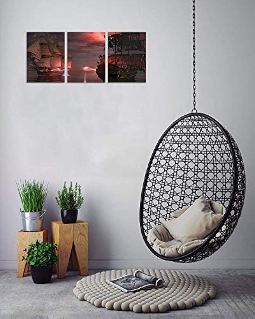 Lienzo pirata de 3 paneles con diseño de pirata pirata