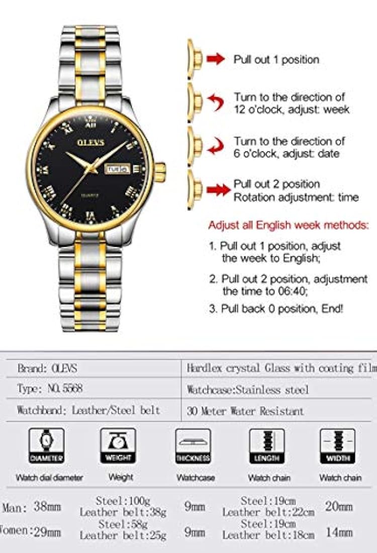 OLEVS - Reloj de pulsera analógico de cuarzo para mujer