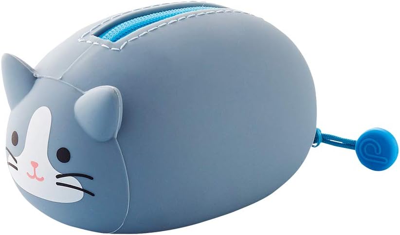 Bolso con cremallera mini horizontal Gato Gris (A7780-4)