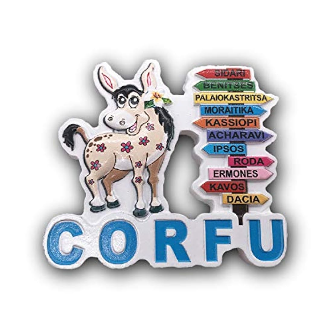 Imán para nevera 3D Corfu Grecia, hecho a mano