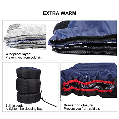 REDCAMP Saco de dormir de franela de algodón para acampar, senderismo, mochilero, cálido y cómodo, con relleno de 2/3/4 libras