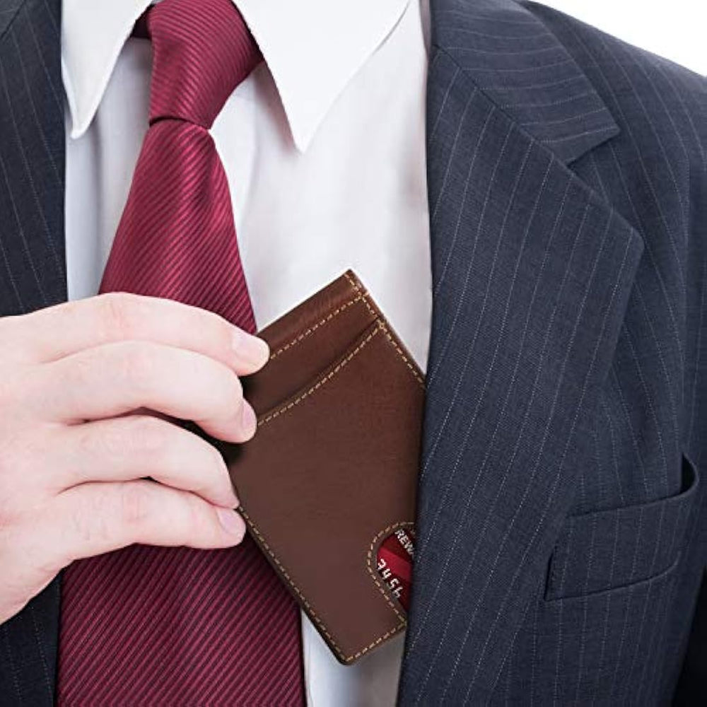 Cartera de piel italiana para hombre con bloqueo