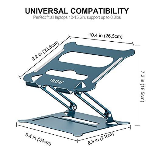 Urmust - Soporte de aluminio ligero para laptop y notebook de hasta 15.6 soporte ergonómico, ajustable, y portátil con alfombrilla para el mouse, compatible con MacBook Air Pro, Dell, HP, Lenovo