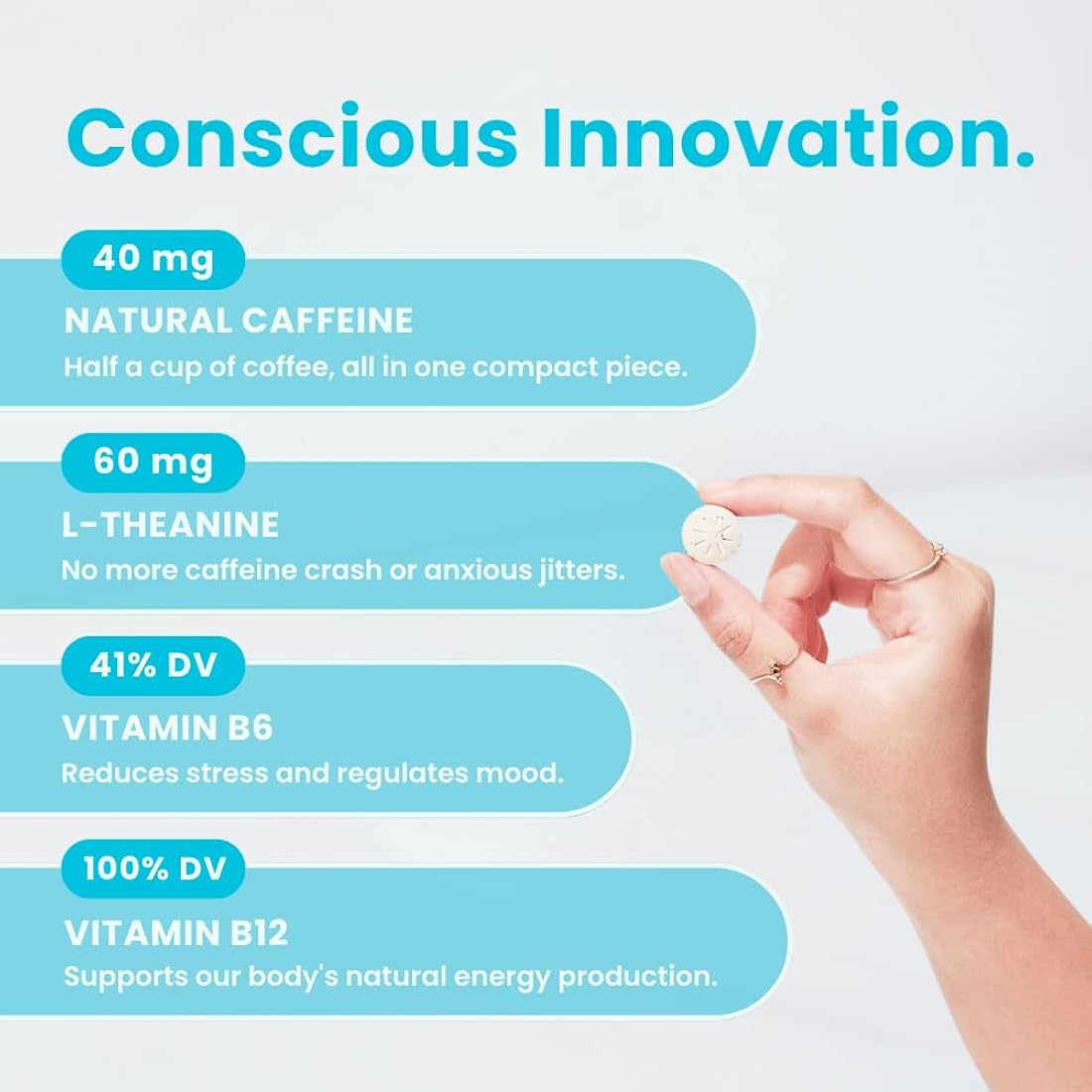 NeuroGum Energy Caffeine Gum (90 piezas) – Sin azúcar con L-teanina + cafeína natural + vitamina B12 y B6 – Suplemento nootrópico de energía y enfoque para mujeres y hombres – Keto y vegano, sabor a