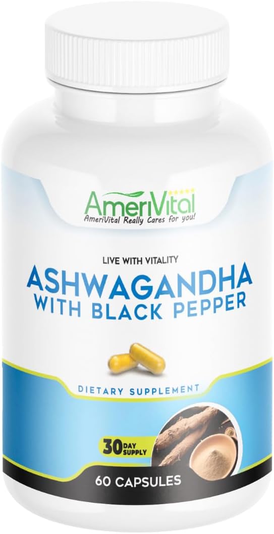 Suplemento de Ashwagandha 60 cápsulas AmeriVital 175 cc