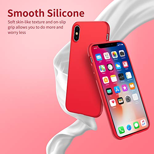 OTOFLY - Funda protectora de goma de silicona suave de alta calidad, compatible con Apple iPhone X (solamente), color rojo