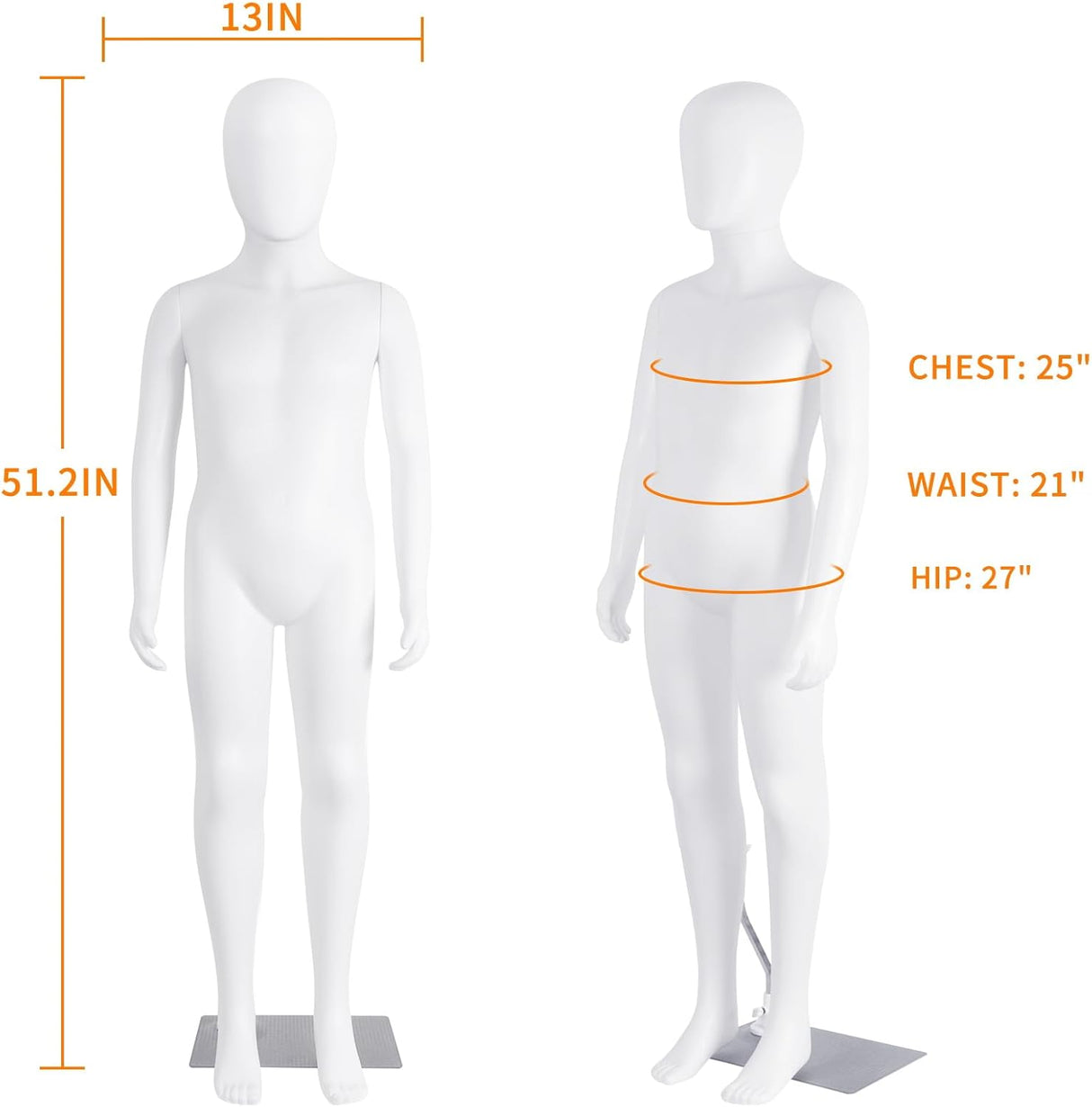 Maniquí Infantil Ajustable, Realista, 51.2 Pulgadas, Faceless