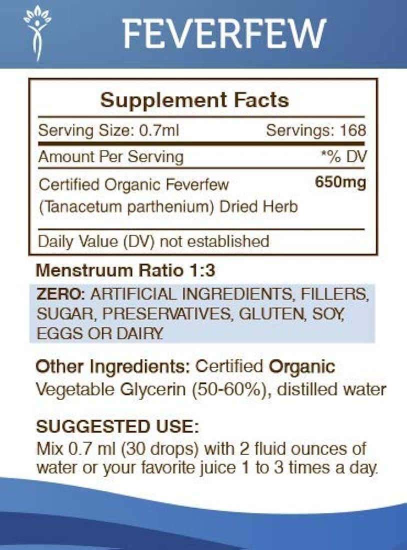 Feverfew alcohol-free Extracto de líquido, orgánico Feverfew