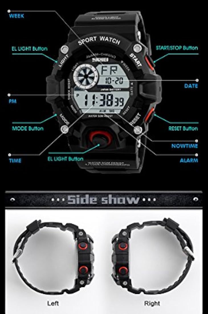 Reloj deportivo digital militar del ejército impermeable