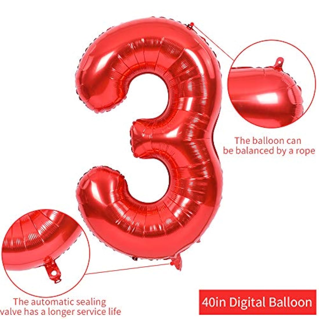 Globos rojos de 39.8 in de números grandes de 0 a 9