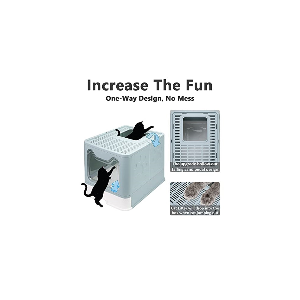 Caja de arena plegable para gatos con tapa, orinal cerrado