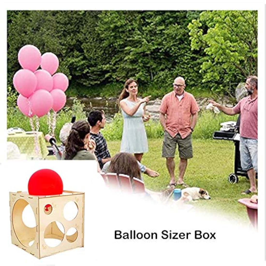 Caja de medición de globos de madera con 9 agujeros