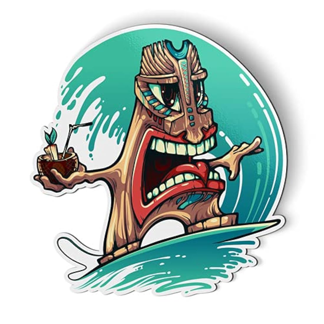 Imán para nevera de Tiki Man Surfing