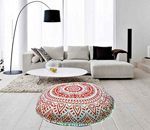 ICC - Cojín redondo grande de 32 pulgadas, para silla otomana, cojín de meditación, cojín de suelo para adultos, fundas otomanas, muebles de sala de manualidades, cubierta de fuego