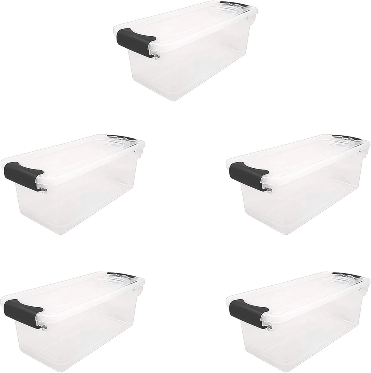 Bandejas de almacenamiento plásticas con tapa, 7.5 Quart, 5 Pack