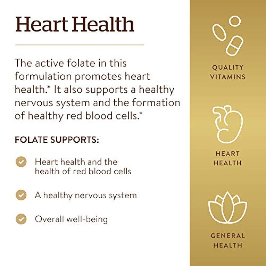 Solgar – Ácido Fólico como Metafolin 400 mcg., E1941, 100, 1, 1
