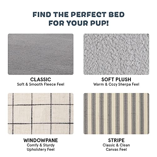 Barkbox Cama para perro con plataforma de espuma viscoelástica, colchón de felpa para alivio ortopédico, lavable a máquina con funda extraíble y forro resistente al agua, incluye juguete chirriador