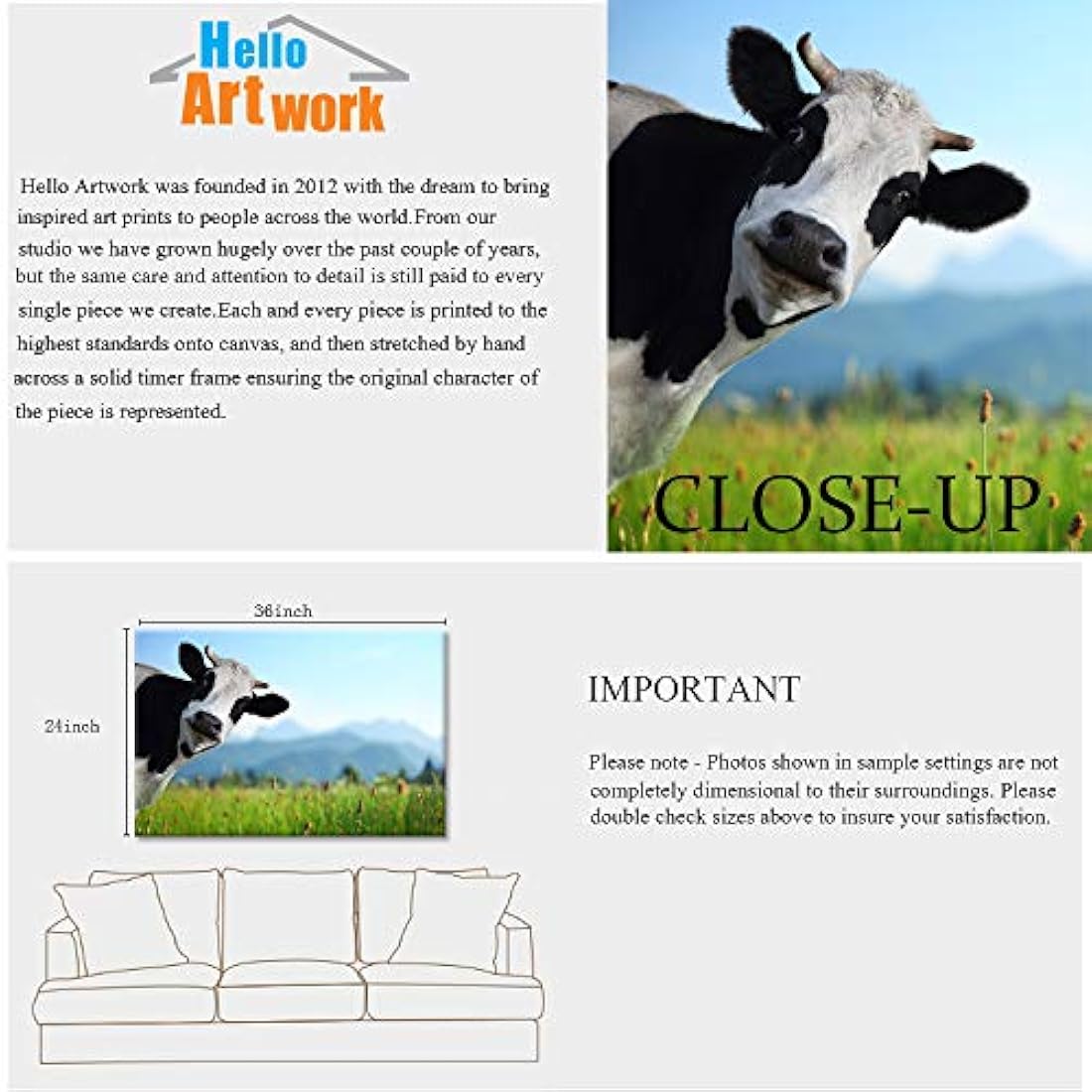 Pintura con diseño de vaca - Hello Artwork