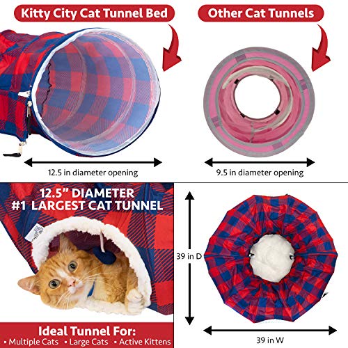 Kitty City - Túnel grande para gatos, cama para gatos, cama emergente, juguetes para gatos