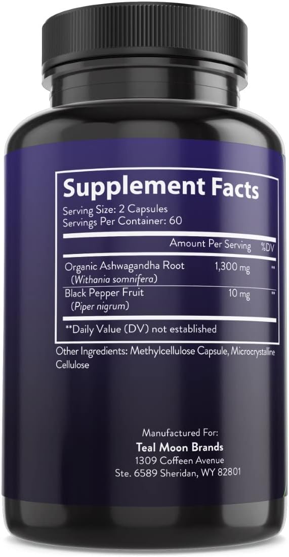 Suplemento Orgánico de Ashwagandh Nature's Finesse 120 Cápsulas