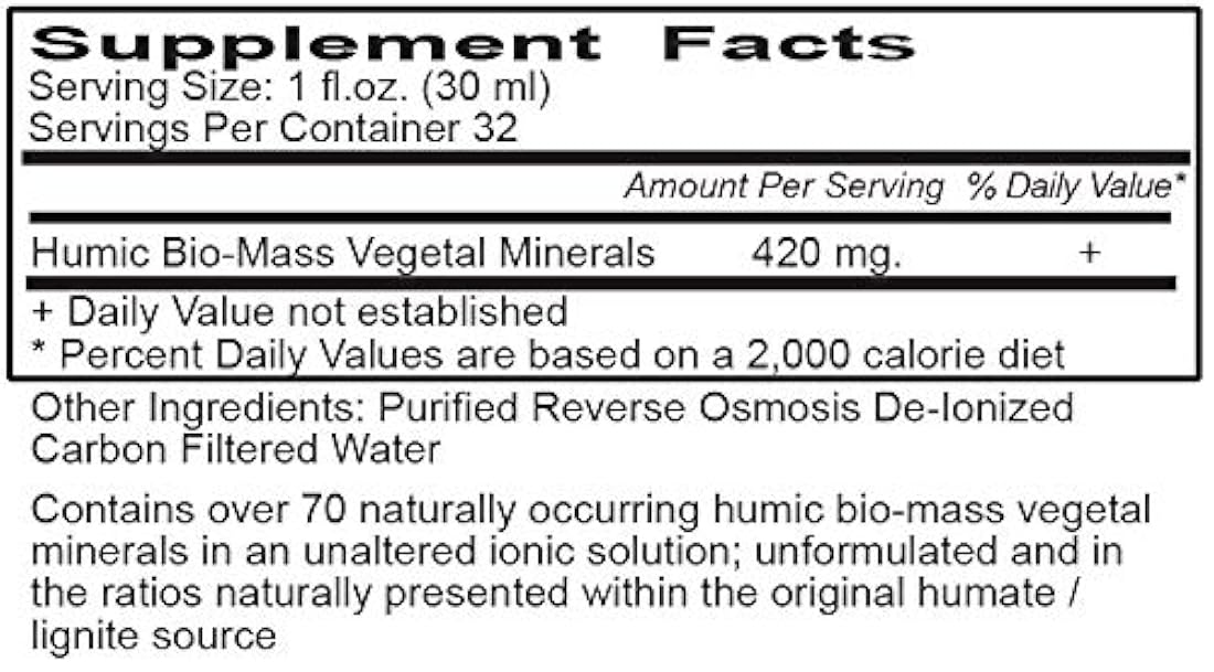 Vital Earth Minerals Super Strength Humic Minerals – 32 fl. Oz.- 1 mes de suministro – Suplemento líquido terapéutico vegano de fuerza traza multimineral – Minerales iónicos a base de plantas de alimentos enteros