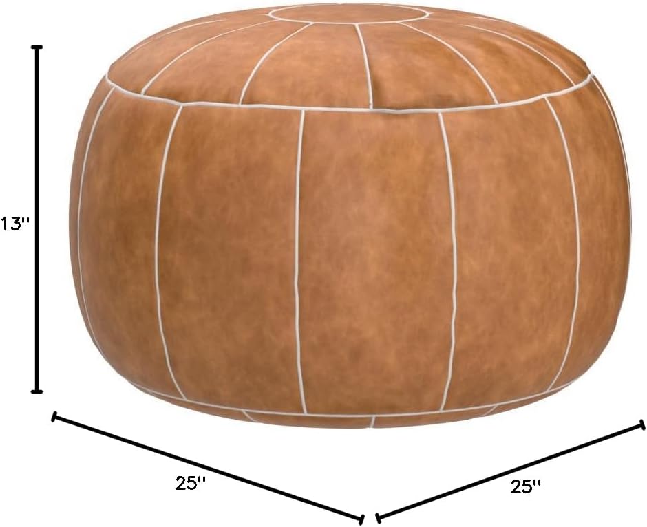 Puf Decorativo Redondo de Cuero sin Relleno para Descansar