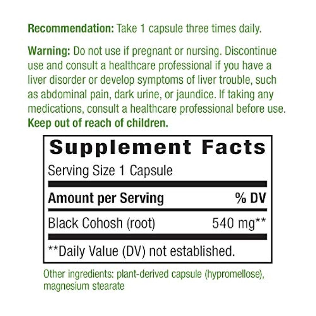 Nature's Way Raíz, 540 mg por porción, sin OMG, sin gluten