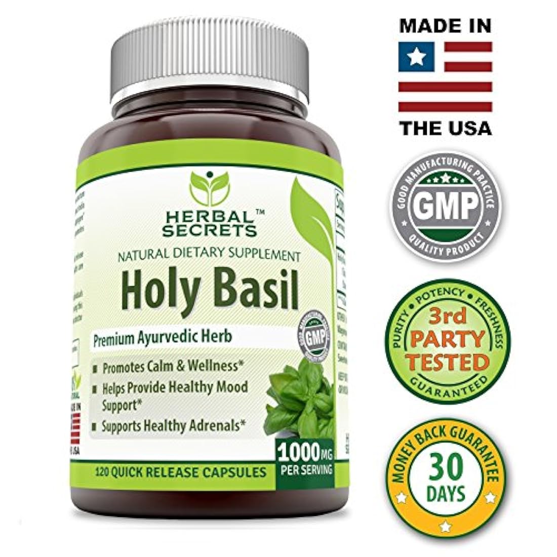 Albahaca Sagrada 1000 Mg por porción 120 Cápsulas