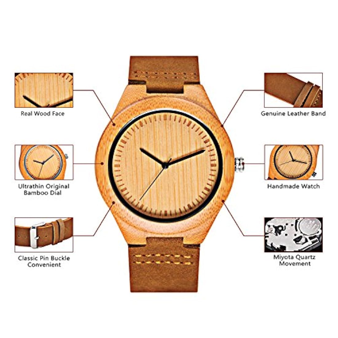 Reloj de madera de bambú