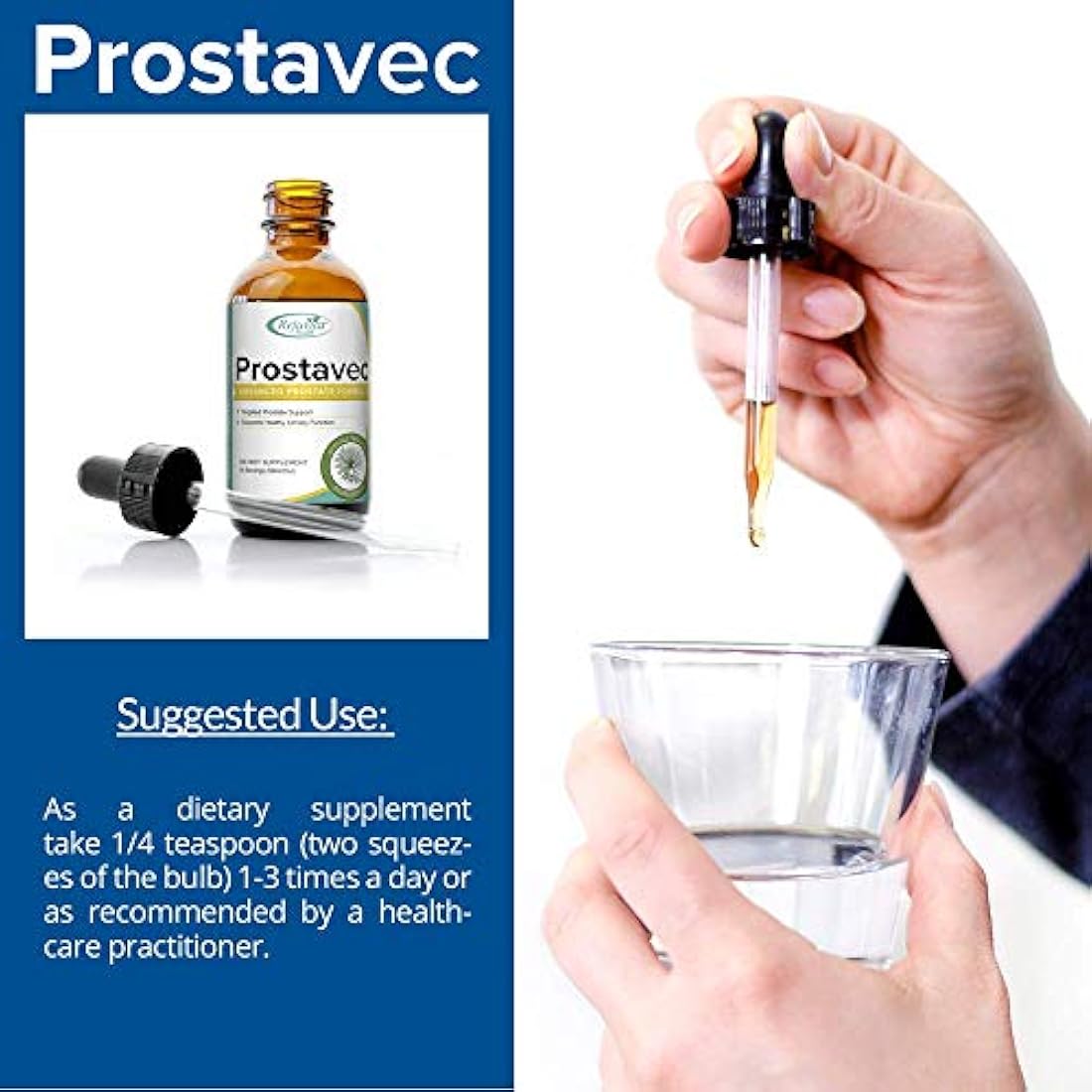 Suplemento de apoyo para la próstata Prostavec, en fórmula