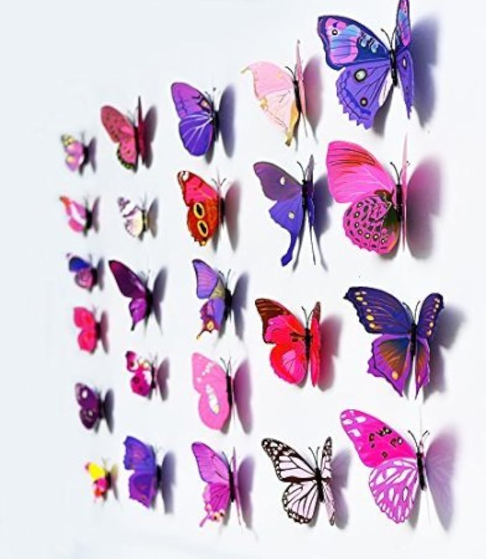 Amaonm - 60 pzas hermosas calcomanías de pared de mariposa