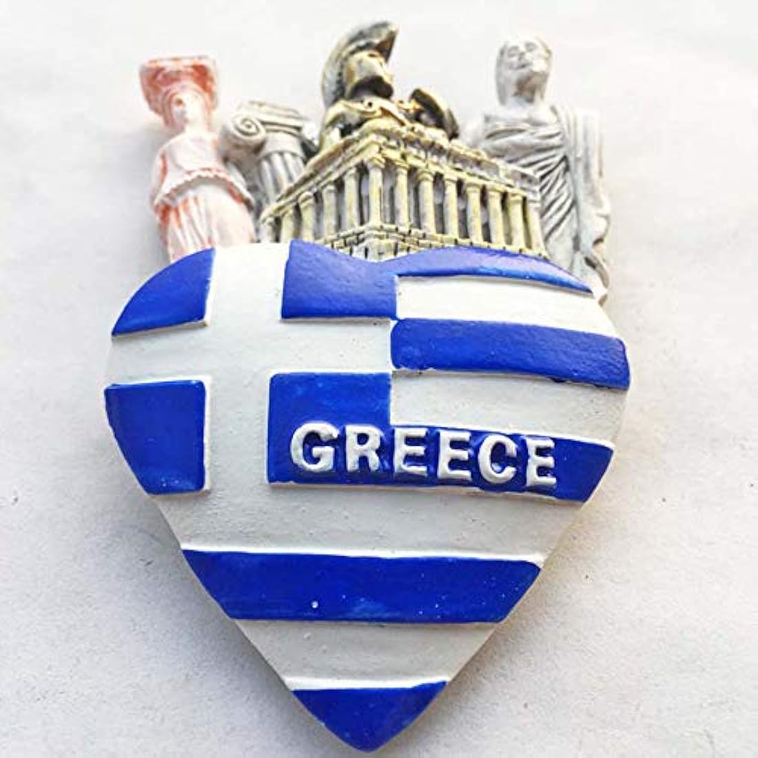 Imán con diseño de bandera de Grecia en forma de corazón